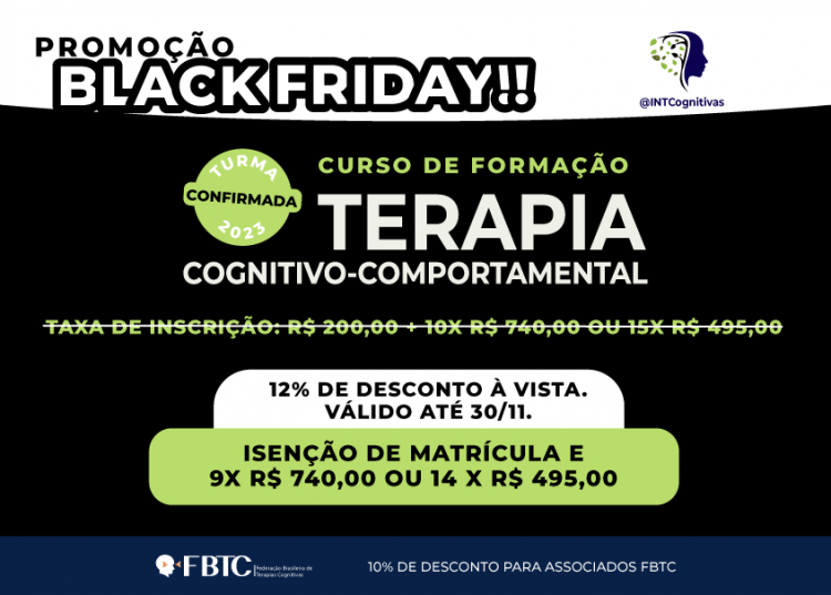 Black Friday! Curso de Formação em Terapia Cognitivo-Comportamental [INTCognitivas]