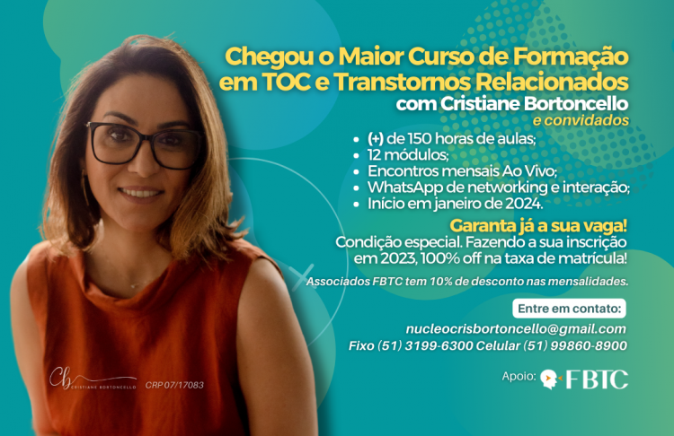 INSCRIÇÕES ABERTAS PARA O MAIOR CURSO DE FORMAÇÃO EM TOC E TRANSTORNOS RELACIONADOS DO BRASIL!