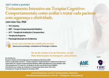 Curso: Treinamento Intensivo em Terapias Cognitivo-Comportamentais: como avaliar e tratar cada paciente com segurança e efetividade (100% gratuito, online e com certificado) – com Ane Vaz, PhD